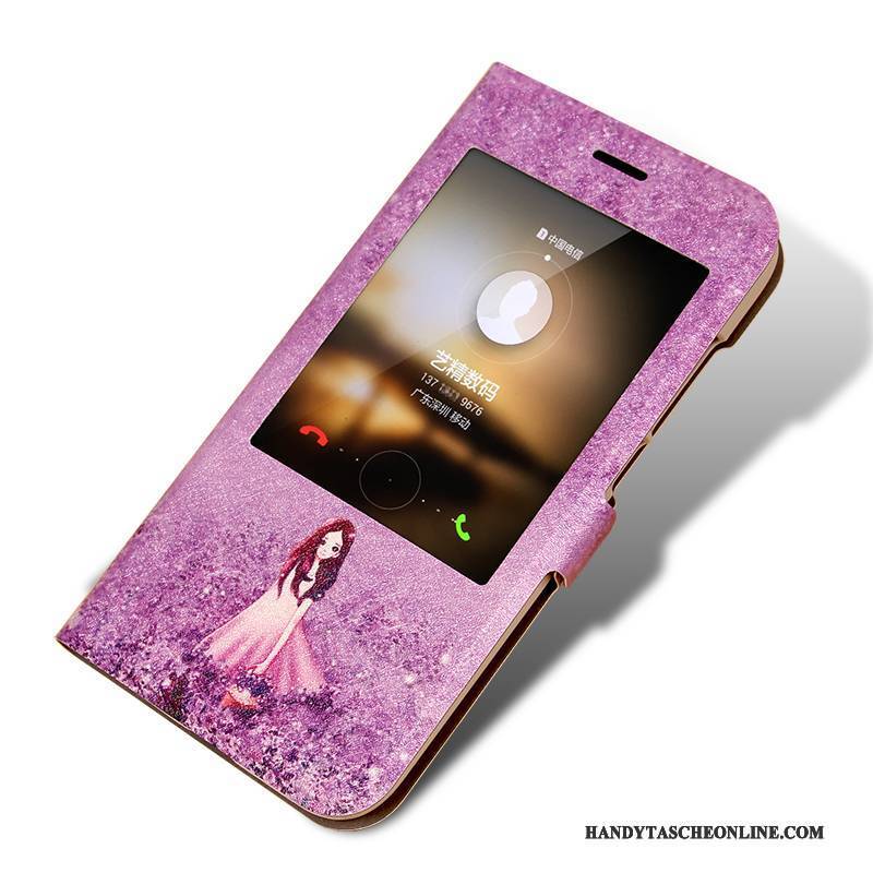 Hülle Huawei G7 Plus Karikatur Handyhüllen Lila, Case Huawei G7 Plus Lederhülle