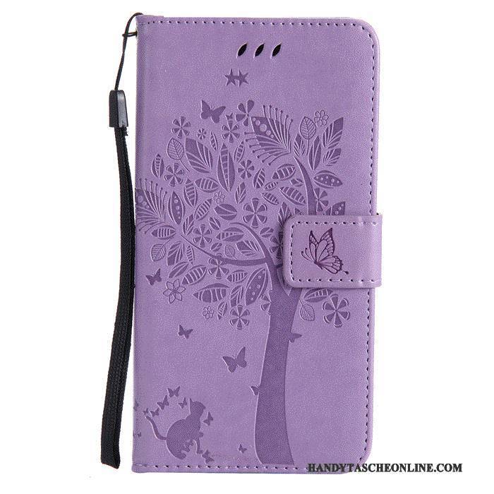 Hülle Huawei G7 Plus Lederhülle Lila Fenster Öffnen, Case Huawei G7 Plus Folio Handyhüllen Anti-sturz