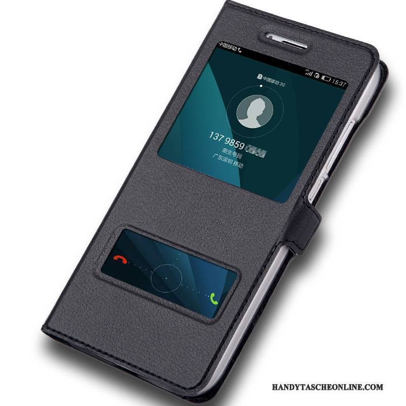 Hülle Huawei G7 Plus Schutz Handyhüllen Schwarz, Case Huawei G7 Plus Lederhülle