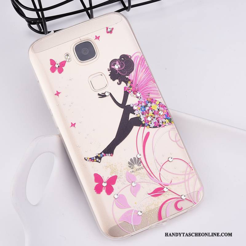 Hülle Huawei G7 Plus Strass Anti-sturz Handyhüllen, Case Huawei G7 Plus Weiche Rosa Trend