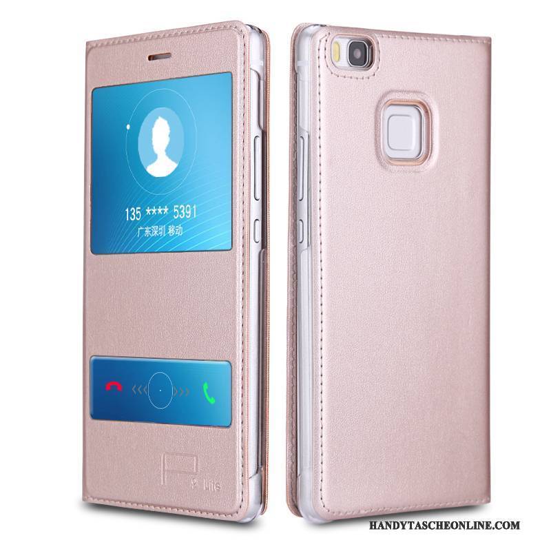 Hülle Huawei G9 Lite Lederhülle Handyhüllen Jugend, Case Huawei G9 Lite Folio Rosa Drachen