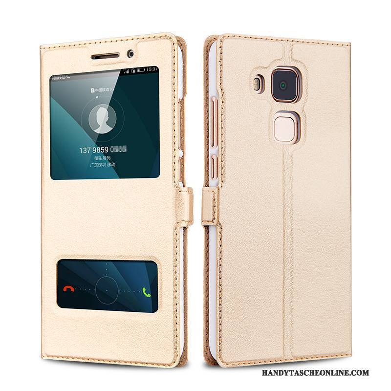 Hülle Huawei G9 Plus Lederhülle Handyhüllen Gold, Case Huawei G9 Plus Folio