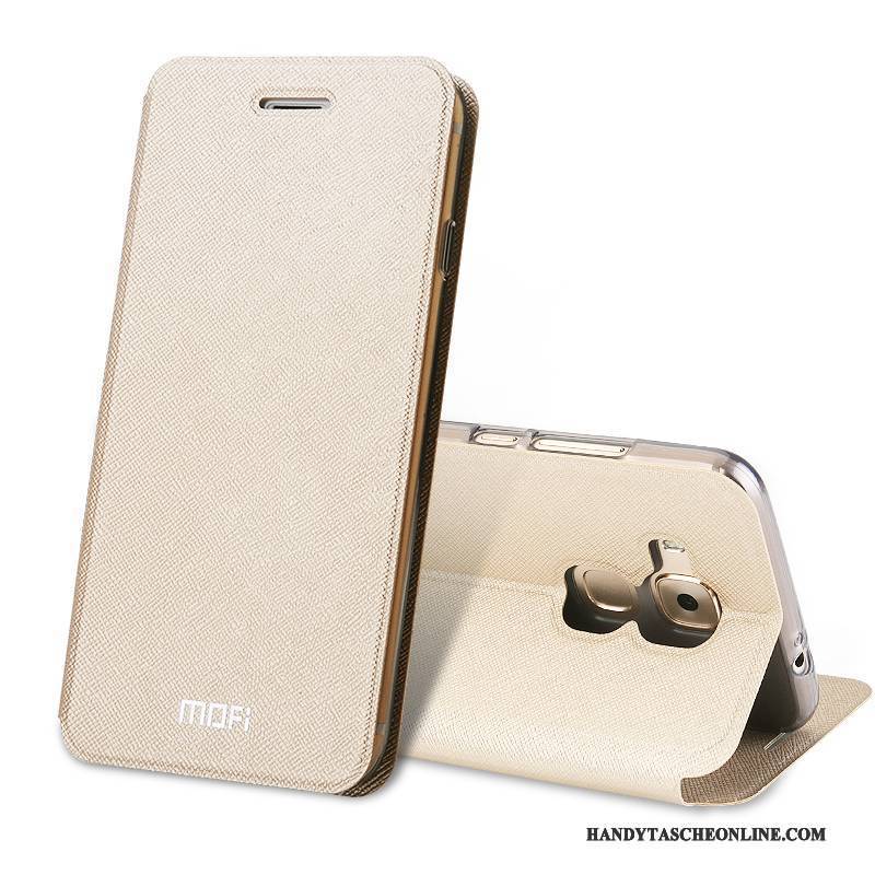 Hülle Huawei G9 Plus Schutz Handyhüllen Anti-sturz, Case Huawei G9 Plus Lederhülle Hängende Verzierungen Gold
