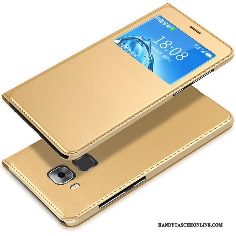 Hülle Huawei G9 Plus Taschen Handyhüllen Trend, Case Huawei G9 Plus Lederhülle Anti-sturz Gold