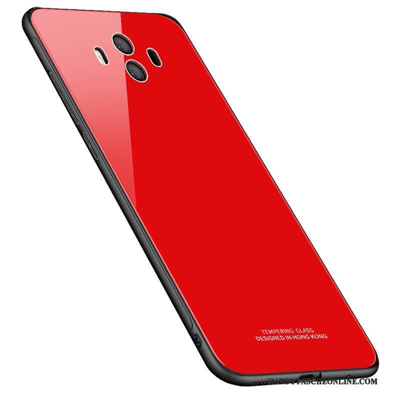 Hülle Huawei Mate 10 Gemalt Anti-sturz Glas, Case Huawei Mate 10 Taschen Handyhüllen Rot