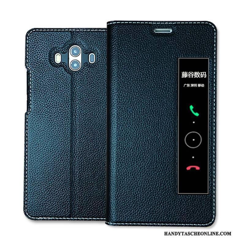 Hülle Huawei Mate 10 Leder Anti-sturz Blau, Case Huawei Mate 10 Taschen Handyhüllen Grün