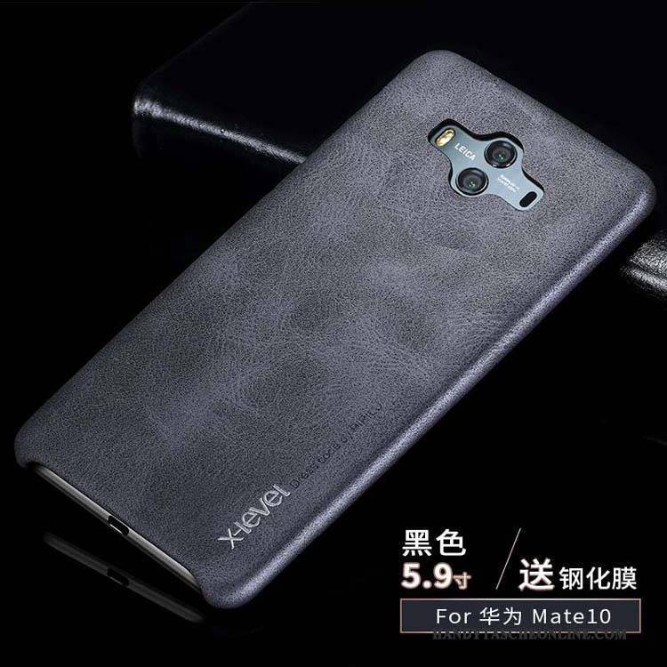 Hülle Huawei Mate 10 Leder Schwarz Business, Case Huawei Mate 10 Lederhülle Handyhüllen Anti-sturz