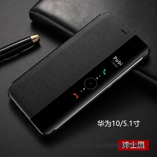 Hülle Huawei Mate 10 Lederhülle Anti-sturz Schwarz, Case Huawei Mate 10 Folio Handyhüllen