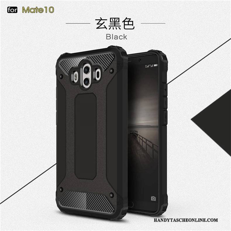 Hülle Huawei Mate 10 Metall Handyhüllen Schwarz, Case Huawei Mate 10 Silikon Drei Verteidigungen Anti-sturz