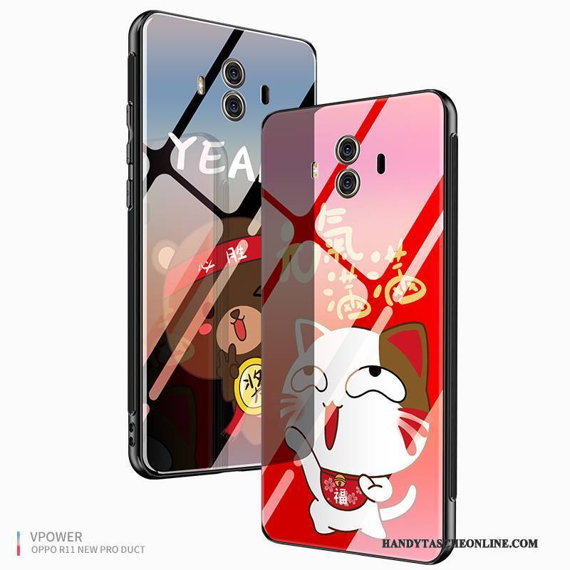 Hülle Huawei Mate 10 Silikon Glas Spiegel, Case Huawei Mate 10 Taschen Handyhüllen Rot