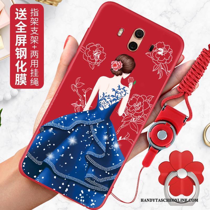 Hülle Huawei Mate 10 Taschen Handyhüllen Trend, Case Huawei Mate 10 Kreativ Rot Nubuck