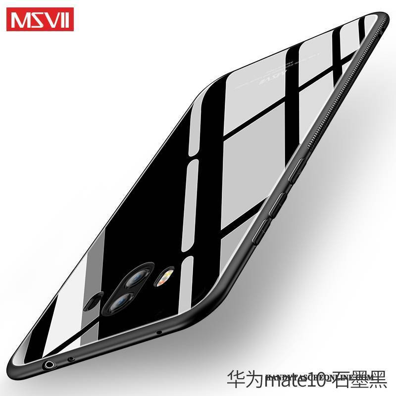 Hülle Huawei Mate 10 Taschen Persönlichkeit Anti-sturz, Case Huawei Mate 10 Kreativ Schwarz Glas