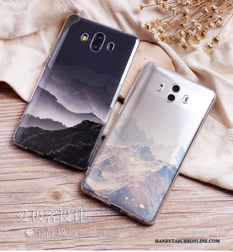 Hülle Huawei Mate 10 Weiche Schwarz Handyhüllen, Case Huawei Mate 10 Schutz Landschaft