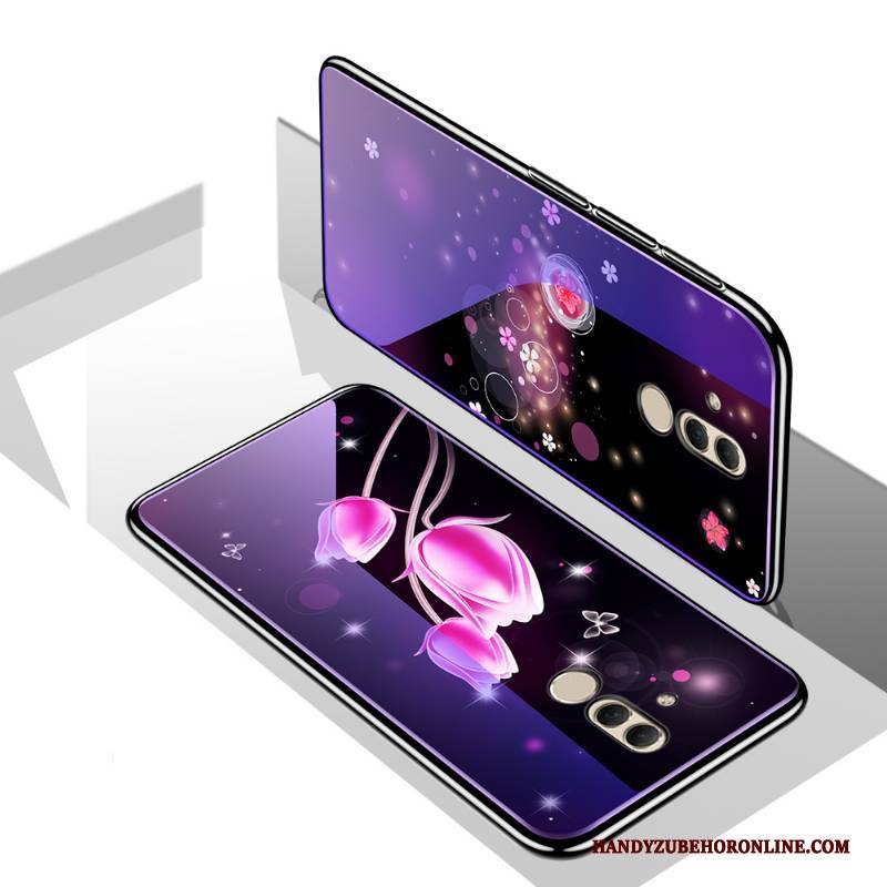 Hülle Huawei Mate 20 Lite Schutz Glas Lila, Case Huawei Mate 20 Lite Handyhüllen