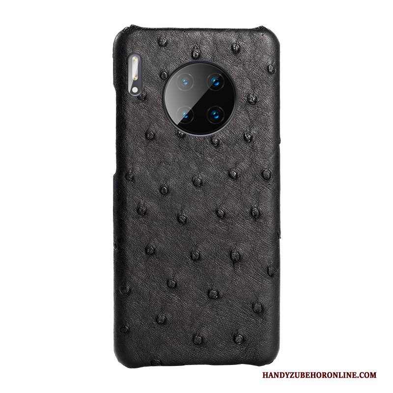 Hülle Huawei Mate 30 Leder Business Schwarz, Case Huawei Mate 30 Taschen High-end Vogel