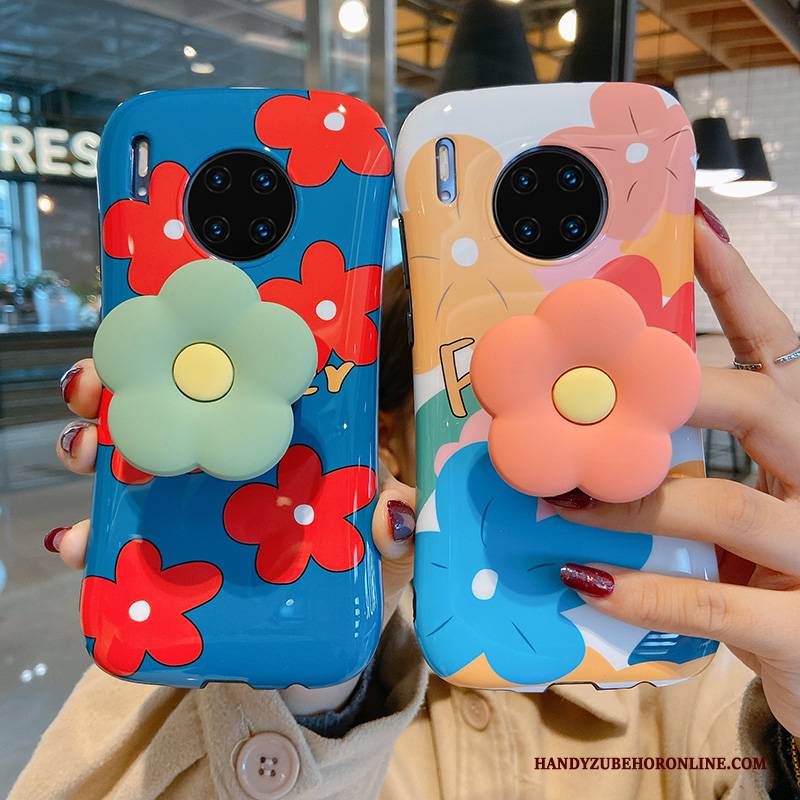 Hülle Huawei Mate 30 Pro Taschen Mini Anti-sturz, Case Huawei Mate 30 Pro Weiche Blau Blumen