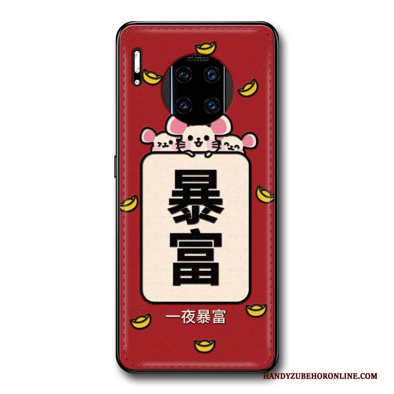 Hülle Huawei Mate 30 Rs Kreativ Netto Rot Anti-sturz, Case Huawei Mate 30 Rs Leder Persönlichkeit Ratte