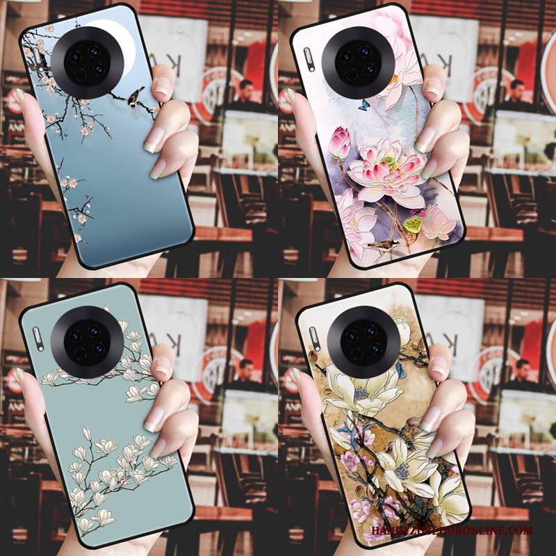 Hülle Huawei Mate 30 Silikon Schwarz Anti-sturz, Case Huawei Mate 30 Schutz Chinesische Art Handyhüllen