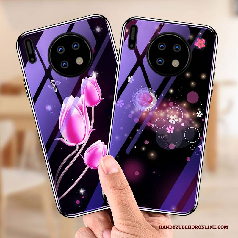 Hülle Huawei Mate 30 Taschen Trend Handyhüllen, Case Huawei Mate 30 Weiche Glas Lila