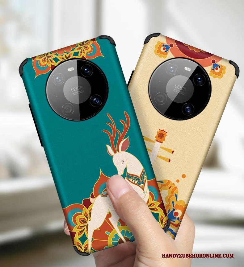 Hülle Huawei Mate 40 Pro Retro Trend Anti-sturz, Case Huawei Mate 40 Pro Taschen Netto Rot Gelb