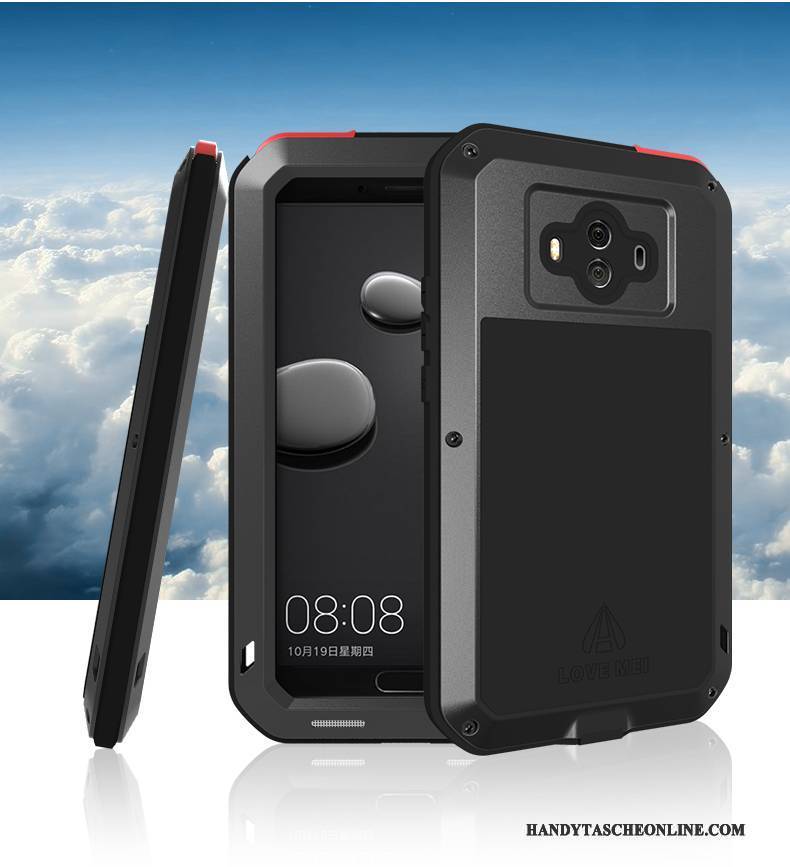 Hülle Huawei Mate 8 Metall Handyhüllen Drei Verteidigungen, Case Huawei Mate 8 Silikon Schwarz Anti-sturz