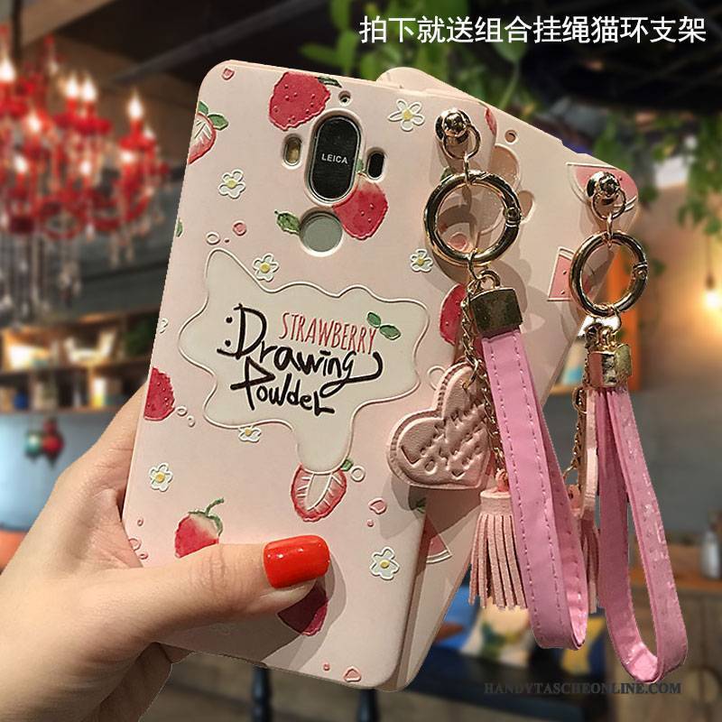 Hülle Huawei Mate 8 Prägung Rosa Pulver, Case Huawei Mate 8 Weiche Handyhüllen Hängende Verzierungen