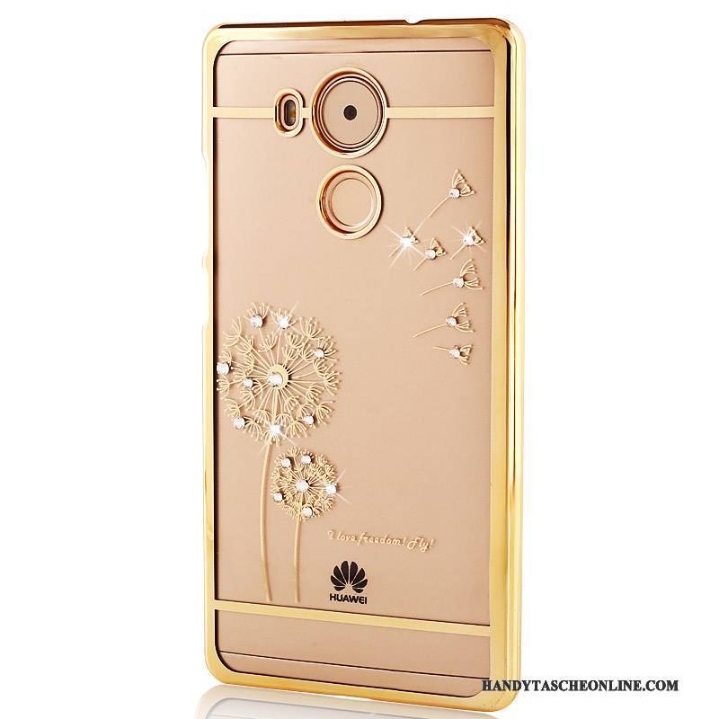 Hülle Huawei Mate 8 Strass Transparent Schwer, Case Huawei Mate 8 Schutz Handyhüllen Gold