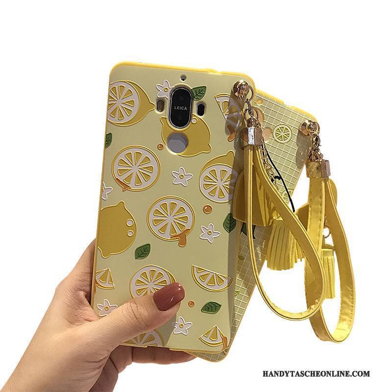 Hülle Huawei Mate 8 Weiche Hängende Verzierungen Nubuck, Case Huawei Mate 8 Prägung Gelb Handyhüllen