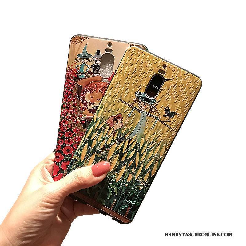 Hülle Huawei Mate 8 Weiche Nubuck Handyhüllen, Case Huawei Mate 8 Prägung Gelb Schwarz