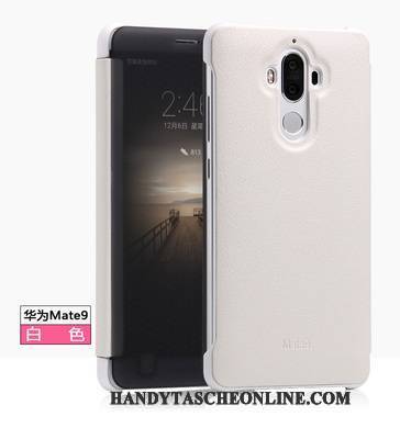Hülle Huawei Mate 9 Lederhülle Weiß Business, Case Huawei Mate 9 Schutz Schlank Schlafsaal
