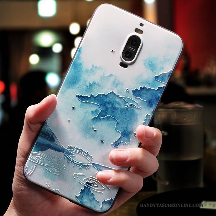 Hülle Huawei Mate 9 Weiche Hellblau Persönlichkeit, Case Huawei Mate 9 Taschen Anti-sturz Chinesische Art