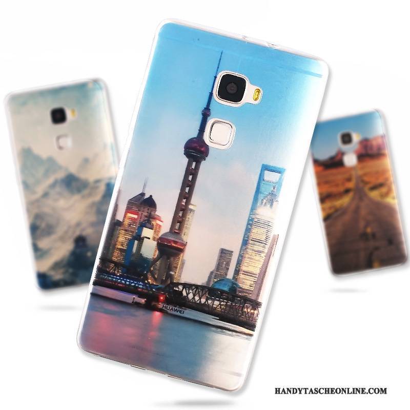 Hülle Huawei Mate S Schutz Landschaft Blau, Case Huawei Mate S Karikatur Handyhüllen