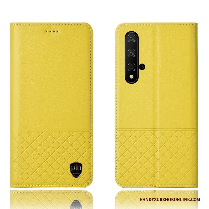 Hülle Huawei Nova 5t Lederhülle Gelb Handyhüllen, Case Huawei Nova 5t Folio Anti-sturz