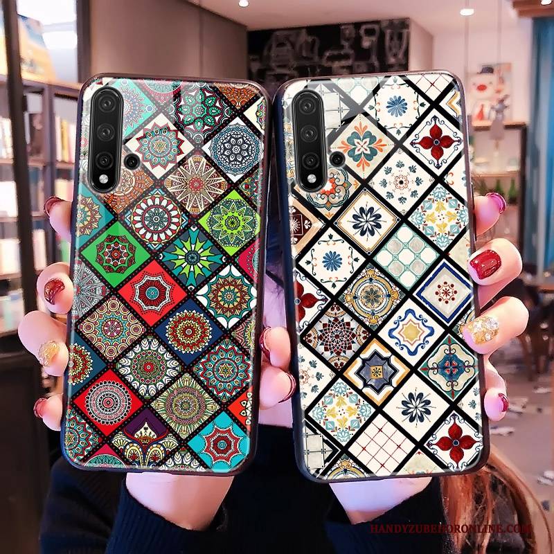 Hülle Huawei Nova 5t Mode Persönlichkeit Netto Rot, Case Huawei Nova 5t Taschen Glas Handyhüllen