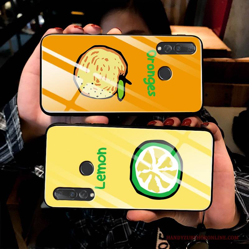 Hülle Huawei P Smart+ 2019 Karikatur Einfach Handyhüllen, Case Huawei P Smart+ 2019 Taschen Weiß Glas
