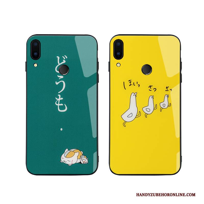 Hülle Huawei P Smart+ 2019 Kreativ Katzen Gelb, Case Huawei P Smart+ 2019 Karikatur Kunst Mini