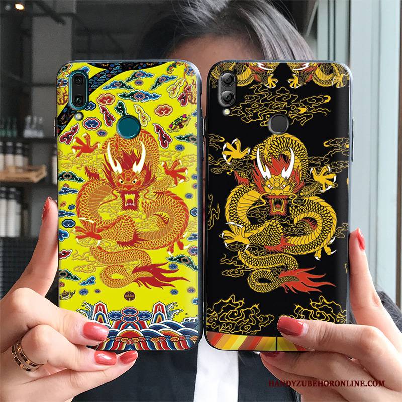 Hülle Huawei P Smart+ 2019 Prägung Roben Chinesische Art, Case Huawei P Smart+ 2019 Schutz Schwarz Persönlichkeit