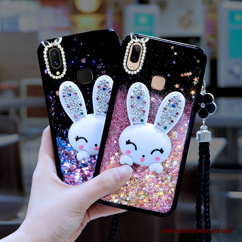 Hülle Huawei P Smart+ Schutz Handyhüllen Anti-sturz, Case Huawei P Smart+ Weiche Schwarz Hängende Verzierungen