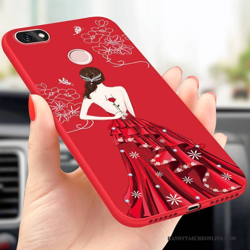 Hülle Huawei P Smart Silikon Handyhüllen Anti-sturz, Case Huawei P Smart Weiche Rot
