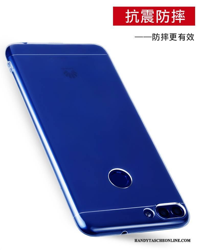 Hülle Huawei P Smart Silikon Handyhüllen Blau, Case Huawei P Smart Schutz Transparent Anti-sturz