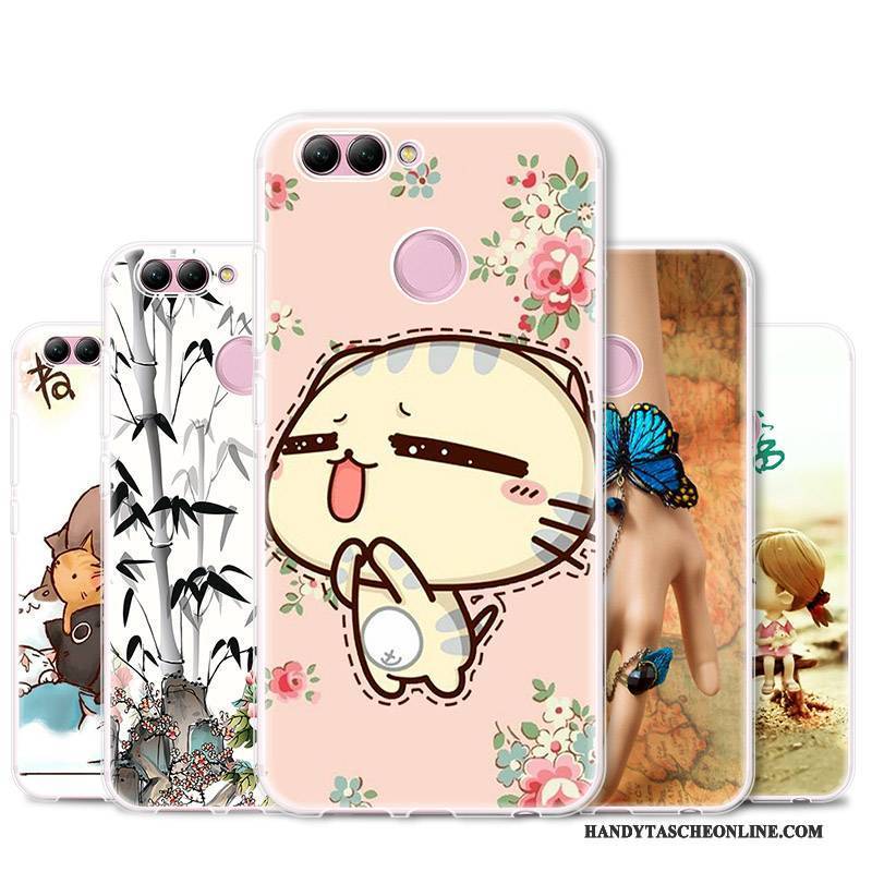 Hülle Huawei P Smart Silikon Trend Transparent, Case Huawei P Smart Schutz Handyhüllen Rosa