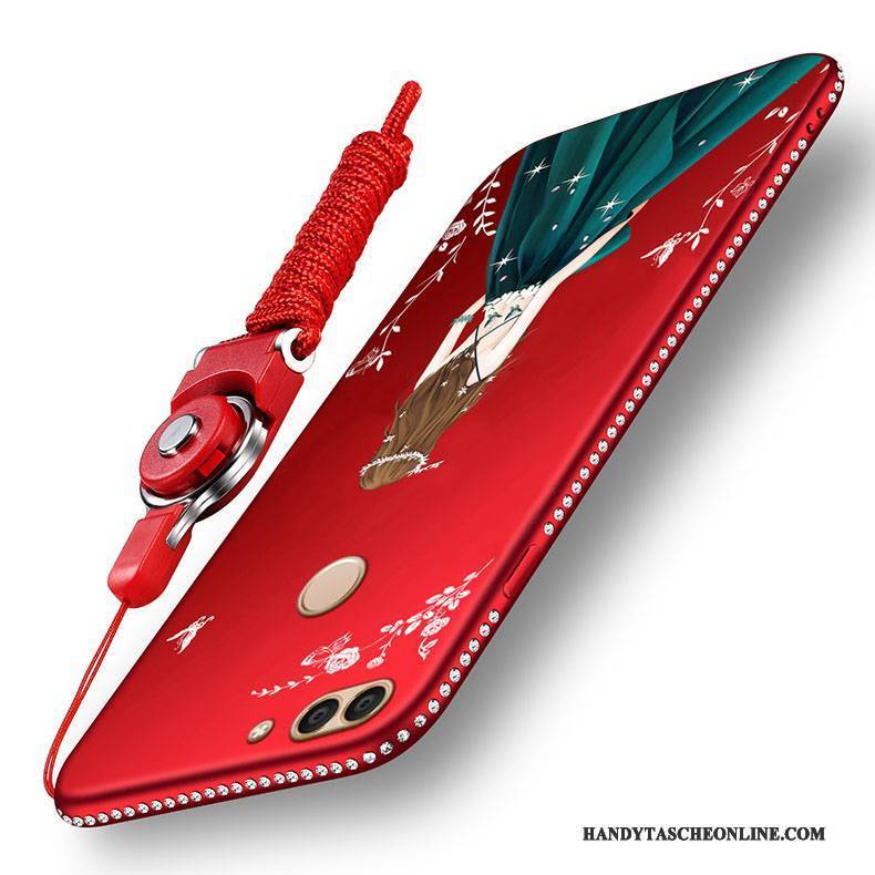 Hülle Huawei P Smart Weiche Anti-sturz Handyhüllen, Case Huawei P Smart Schutz Rot Nubuck