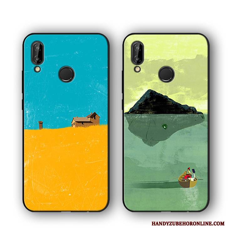 Hülle Huawei P Smart+ Weiche Grün Landschaft, Case Huawei P Smart+ Silikon Jugend Handyhüllen