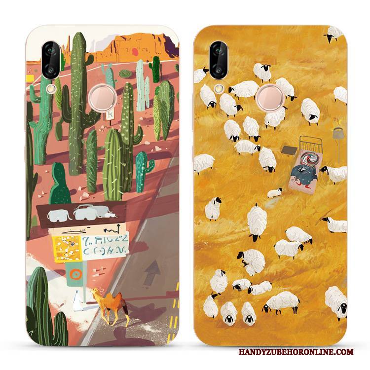 Hülle Huawei P Smart+ Weiche Kunst Gelb, Case Huawei P Smart+ Retro Ölgemälde Handyhüllen