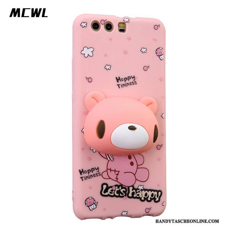 Hülle Huawei P10 Karikatur Anti-sturz Hängender Hals, Case Huawei P10 Silikon Rosa Handyhüllen