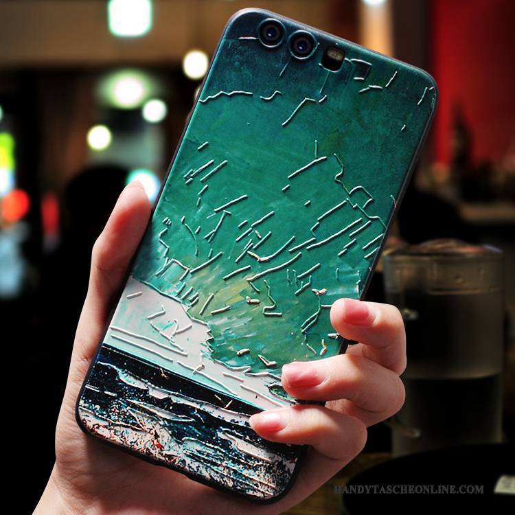 Hülle Huawei P10 Kreativ Kunst Trend, Case Huawei P10 Weiche Hängende Verzierungen Grün