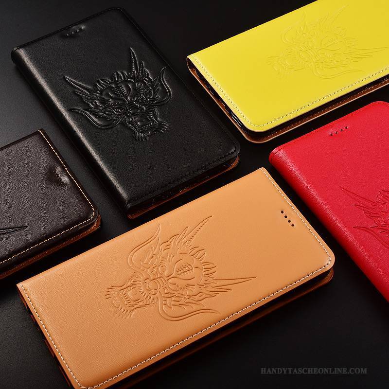 Hülle Huawei P10 Leder Handyhüllen Anti-sturz, Case Huawei P10 Lederhülle Drachen