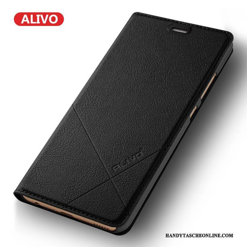 Hülle Huawei P10 Lederhülle Handyhüllen Anti-sturz, Case Huawei P10 Schutz Schwarz