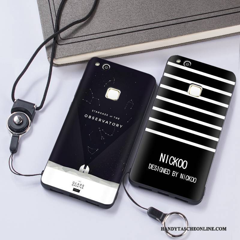Hülle Huawei P10 Lite Gemalt Hängende Verzierungen Jugend, Case Huawei P10 Lite Prägung Trend Schwarz