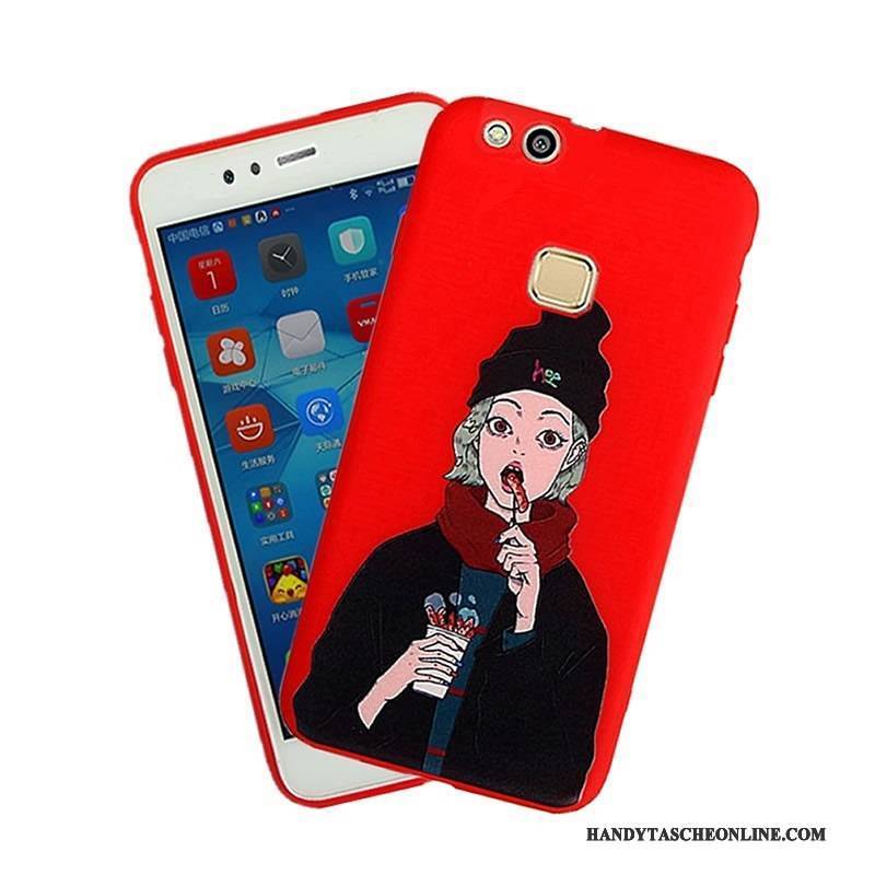 Hülle Huawei P10 Lite Karikatur Farbe Jugend, Case Huawei P10 Lite Taschen Rot Handyhüllen
